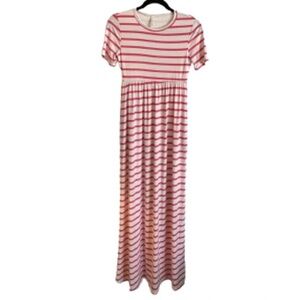 NWOT Bellamie Pink and White Striped Tee Maxi Dress - Size S